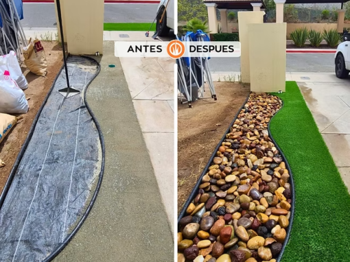 De rincón olvidado a detalle moderno en Verona Residencial | Pasto sintético y piedra decorativa